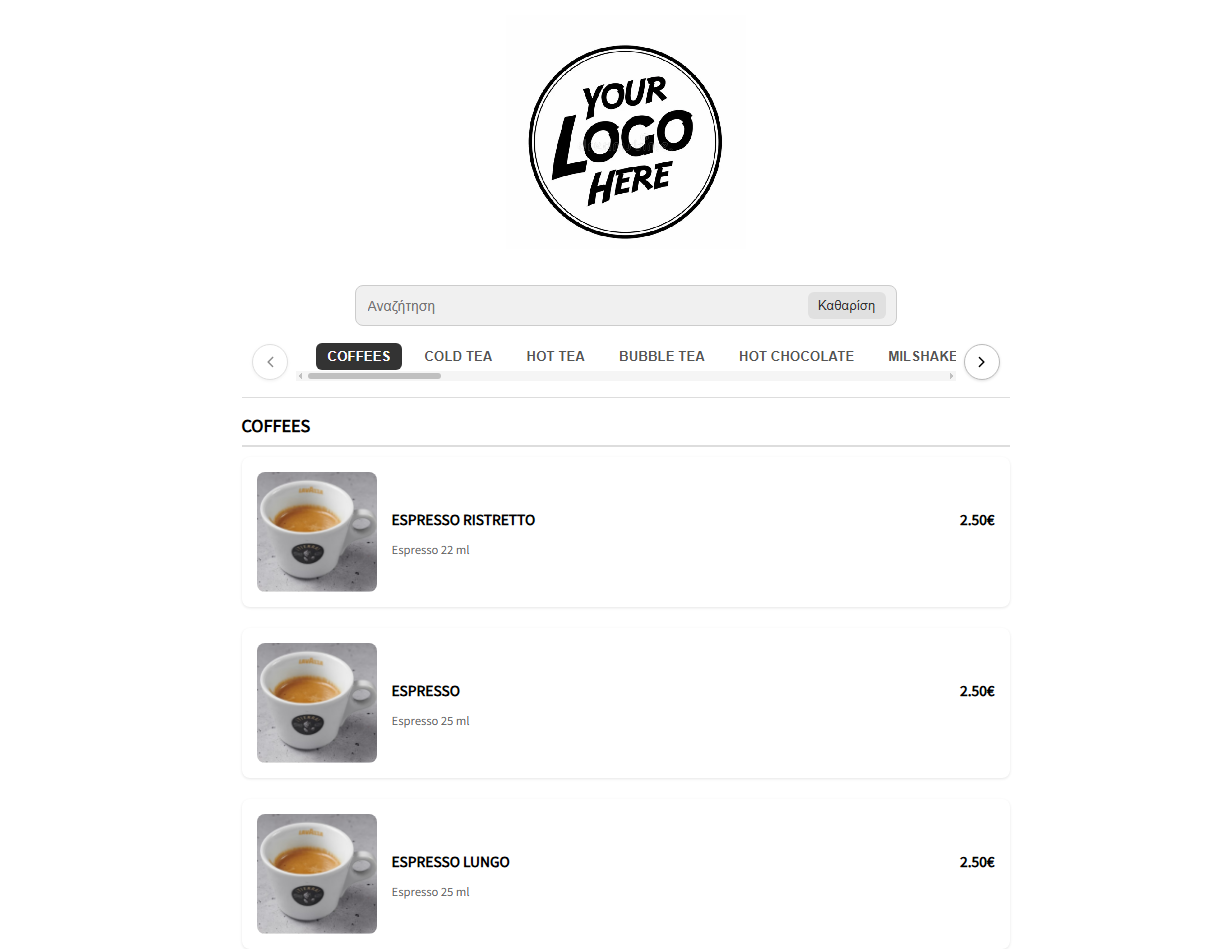 Friendly family restaurant digital menu template with clear structure and accessible categories for all ages